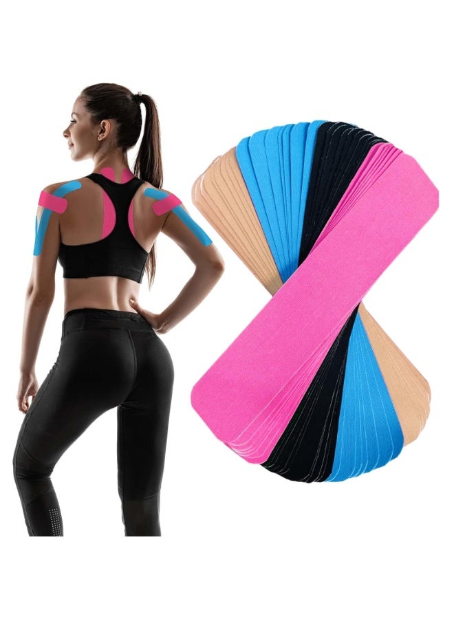 OSHIMA 40 Pcs Kinesiology Tape, Waterproof Sports Physio Tape, Muscle Support, Muscle Support, Fitness Running Tennis Swimming, Exercise, Pain Relief, Waterproof Adhesive for Sports & Injury Recovery - Image 1